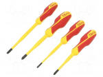 Screwdriver: insulated-set | insulated,slim | Phillips,slot | 4pcs.