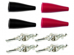 Crocodile clip | 5A | black,red | tinned | Insulation: PVC | 8pcs.
