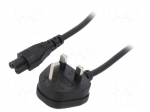 Cable | 3x0.75mm2 | BS 1363 (G) plug,IEC C5 female | PVC | 1.8m | 3A