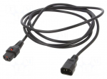 Cable | IEC C13 female,IEC C14 male | 3m | with IEC LOCK locking