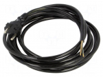 Cable | 2x1.5mm2 | CEE 7/17 (C) plug,wires | PUR | 3.8m | black | 16A