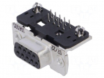 Connector: D-Sub | PIN: 9 | socket | female | PCB snap | angled 90&deg; | THT