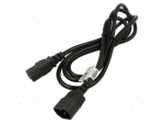 Cable | 3x1mm2 | IEC C14 male,IEC C15 female | PVC | 1.8m | black | 10A