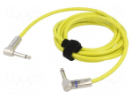 Cable | Jack 6.3mm 2pin angled plug,both sides | 3m | yellow