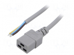 Cable | 3x1.5mm2 | IEC C19 female,wires | PVC | Len: 1.8m | grey | 16A