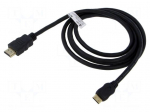 Cable | HDMI plug,mini HDMI plug | PVC | HDMI 2.0 | Len: 2m | black