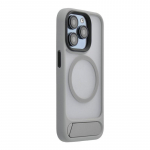 Back panel cover Evelatus Apple iPhone 16 Rubber Coated MagSafe With Stand Case Silver