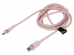 Cable | USB 2.0 | USB C plug,both sides | nickel plated | 2m | pink