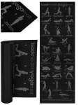 Riff PVC Fitness / yoga mat with exercise plan 173x61cm Black