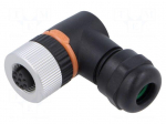 Connector: M12 | plug | PIN: 8 | female | 30V | angled 90&deg; | IP67 | 2A | 1mm2