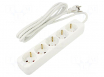 Extension lead | 3x1.5mm2 | 3m | rubber | white | Sockets no: 5 | 10A