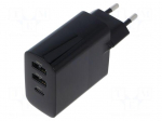 Power supply: switching | mains,plug-in | 5VDC, | 3A | 30W | black | GaN
