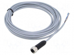 Cable: for sensors/automation | M12 | PIN: 3 | straight | 5m | plug | 4A