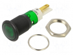 Indicator: LED | prominent | green | 130VAC | &Oslash;12mm | IP50 | connectors