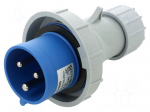 Connector: AC supply | plug | male | 32A | 230V | IEC 60309 | IP67 | PIN: 3