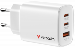 Charger Verbatim Essentials GaN Wall Charger 65W 3 Port White