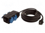 Extension lead | 3G1.5mm2 | 10m | rubber | black | Sockets no: 4 | 16A