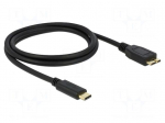 Cable | USB B micro plug,USB C plug | 1m | black | 22AWG,30AWG | 3A