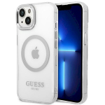 Guess GUHMP14SHTRMS Hardcase Metal Outline MagSafe for iPhone 14 / 15 / 13 6.1" / silver
