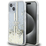 Guess GUHCP15MLFCSEGT Liquid Glitter Gold Stripes Hardcase for iPhone 15 Plus / 14 Plus 6.7" / transparent