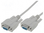 Cable | D-Sub 9pin socket,both sides | 2m | grey | shielded