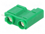 Socket | 4mm banana | 10A | 250VDC | green | silver plated | PCB | 29.7mm