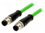 Cable: for sensors/automation | PIN: 4 | M12-M12 | D code-Ethernet