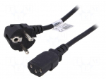 Cable | CEE 7/7 (E/F) plug angled,IEC C13 female | 5m | black | PVC