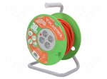 Extension lead | 3x1.5mm2 | 30m | PVC | orange | Sockets no: 4 | reel | 16A