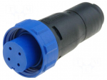 Connector: circular | plug | female | PIN: 4 | 125V | w/o contacts | IP68