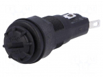 Fuse holder | 5x20mm | 250V | on panel | black | UL94V-0 | polyester