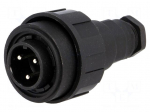 Connector: circular | plug | male | PIN: 3 | 12A | 250V | IP68 | UL94V-0
