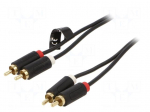 Cable | RCA plug x2,both sides | 2m | Plating: gold-plated | black