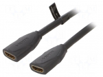 Cable | HDMI socket,both sides | PVC | HDMI 2.0 | 0.5m | black | 30AWG