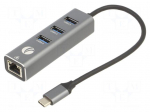Hub USB | RJ45 socket,USB A socket x3,USB C plug | USB 3.0 | grey