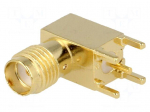 Connector: SMA | socket | female | angled 90&deg; | 50&Omega; | THT | on PCBs | PTFE