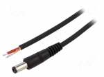 Cable | 1x1mm2 | wires,DC 5,5/2,5 plug | straight | black | 1.5m | round