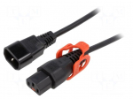 Cable | IEC C13 female,IEC C14 male | 3m | with IEC LOCK+ locking