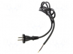 Cable | 2x1mm2 | CEE 7/17 (C) plug,wires | PUR | 1.5m | black | 10A | 230V