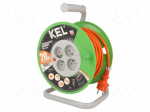 Extension lead | 3x1.5mm2 | 20m | PVC | orange | Sockets no: 4 | reel | 16A