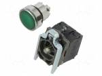 Switch: push-button | 22mm | Stabl.pos: 1 | NC + NO | green | LED | 110V
