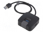 Hub USB | USB A socket x4,USB A plug | USB 2.0,USB 3.0 | PnP | black