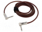 Cable | Jack 6.3mm 2pin angled plug,both sides | 3m | brown | 0.5mm2