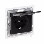 SUNO IP 44 2P+E SOCKET SCHUKO STANDARD AUTO TERMINALS SHUTTERED BLACK