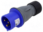 Connector: AC supply 3-phase | plug | male | 32A | 250VAC | IP&S | IP44