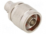 Adapter | BNC female,N male | Insulation: PTFE | 50&Omega; | brass | 4GHz