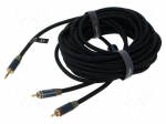 Cable | Jack 3.5mm 3pin plug,RCA plug x2 | 10m | black | textile