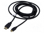 Cable | HDMI plug,mini HDMI plug | PVC | Len: 3m | black | Core: CCS