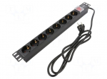 Plug socket strip: protective | Sockets: 8 | 250VAC | 16A | black