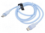 Cable | USB 2.0 | USB C plug,both sides | nickel plated | 1m | blue